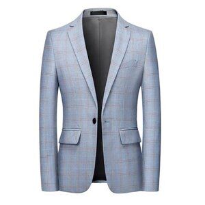 Men's Blue Plaid Blazer
